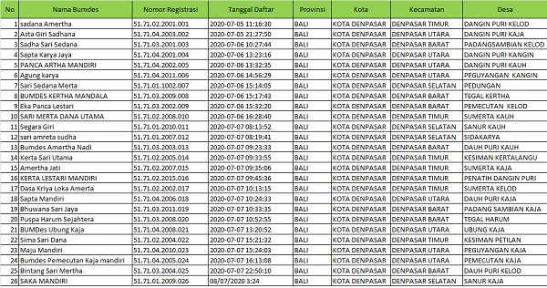 26 BUM Desa di Kota Denpasar Teregistrasi di Kemendes PDTT